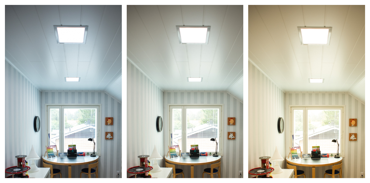Genom att ändra färgtemperaturen på ljuset på en LED-panel kan man ändra utseendet på hela rummet